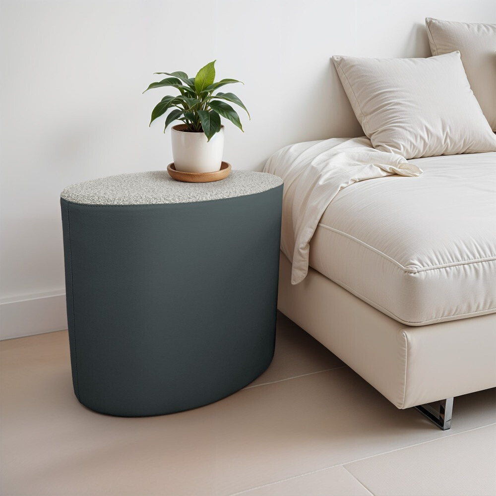Pouf sgabello Ovale Teddy Jacquard Grigio (5)