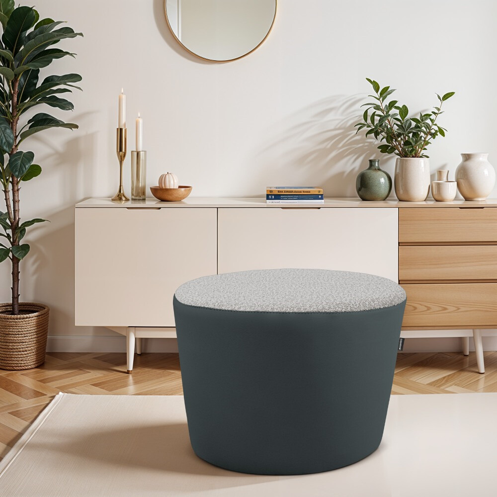 Pouf sgabello Ovale Teddy Jacquard Grigio (6)