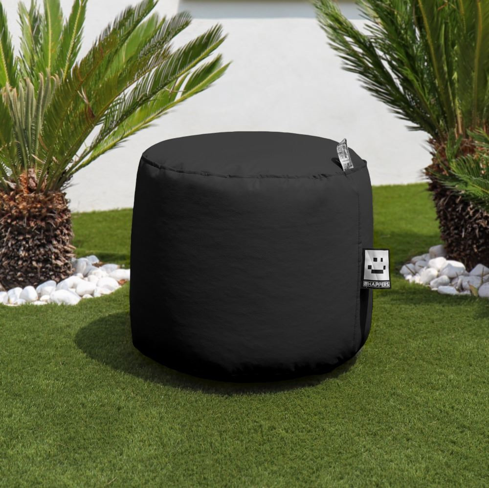 Puff Taburete Polipiel Exterior Negro Happers (2)