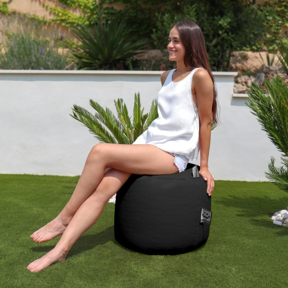 Puff Taburete Polipiel Exterior Negro Happers (1)