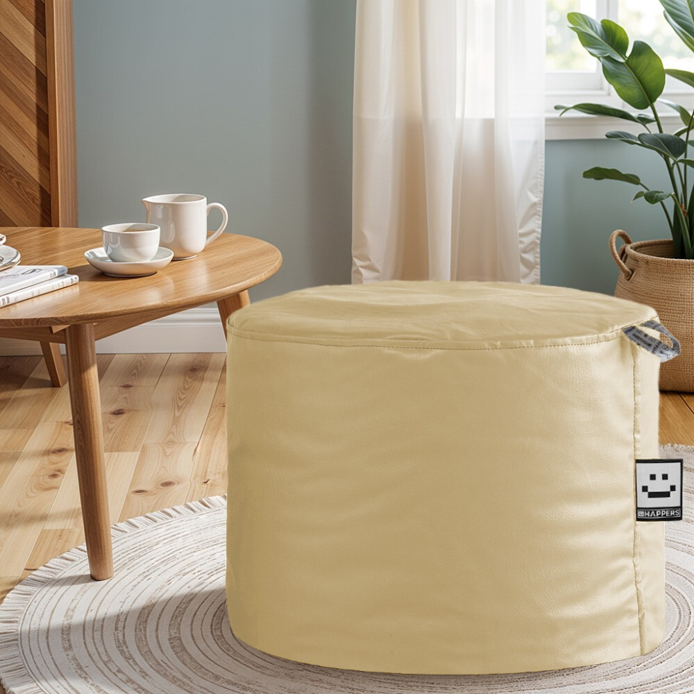 Pouf Sgabello Similpelle da Interno Beige Happers (1)