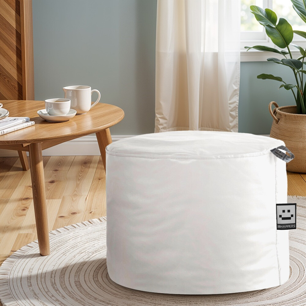 Pouf Sgabello Similpelle da Interno Bianco Happers (1)