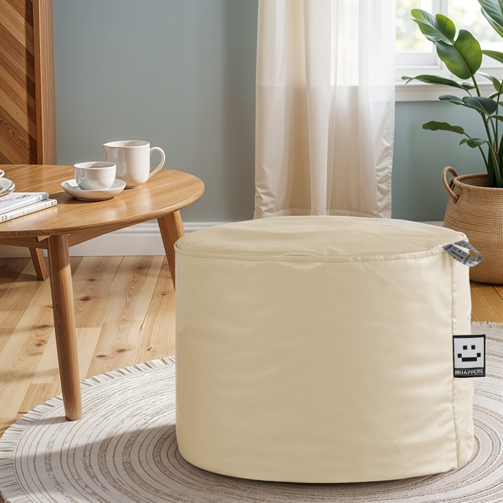 Pouf Sgabello Similpelle da Interno Ecrù Happers (1)