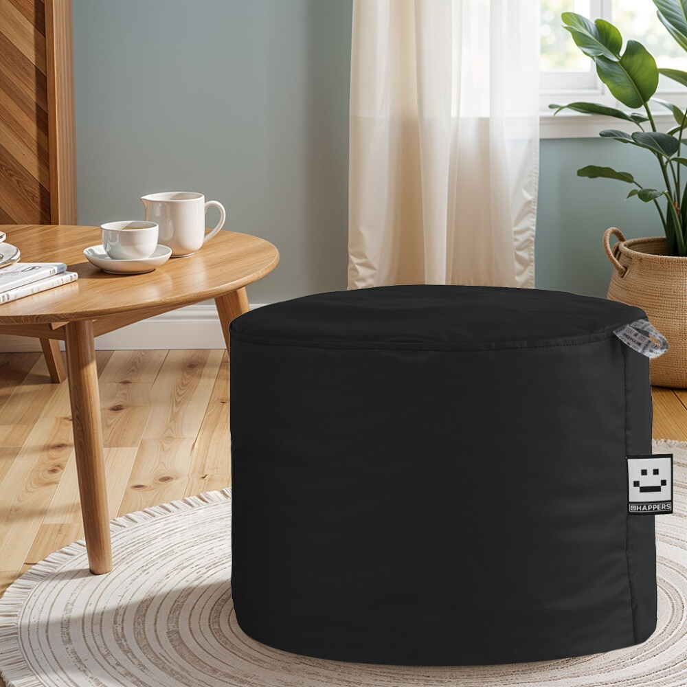Pouf Sgabello Similpelle da Interno Nero Happers (1)