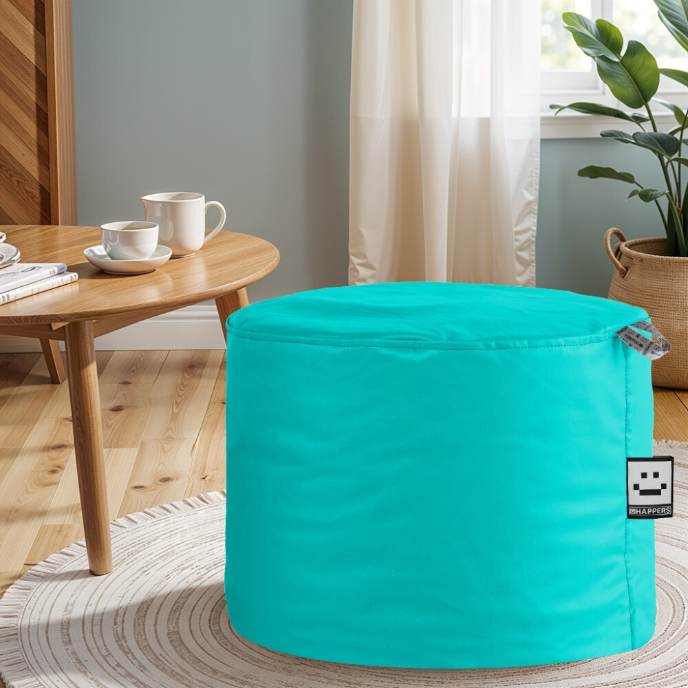 Pouf Sgabello Similpelle da Interno Turchese Happers (1)