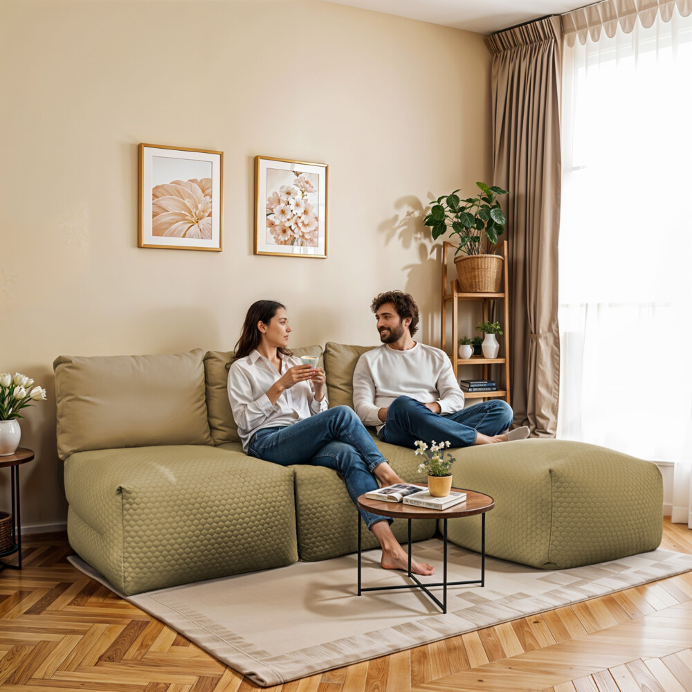 Divano modulare Chaise Longue 3 posti Morgan Sabbia ()