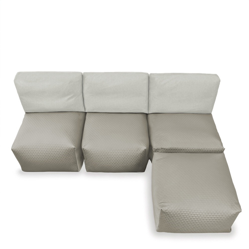 Divano modulare Chaise Longue 3 posti Morgan Grigio Chiaro (4)