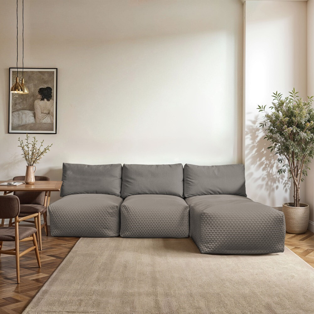 Divano modulare Chaise Longue 3 posti Morgan Grigio (1)