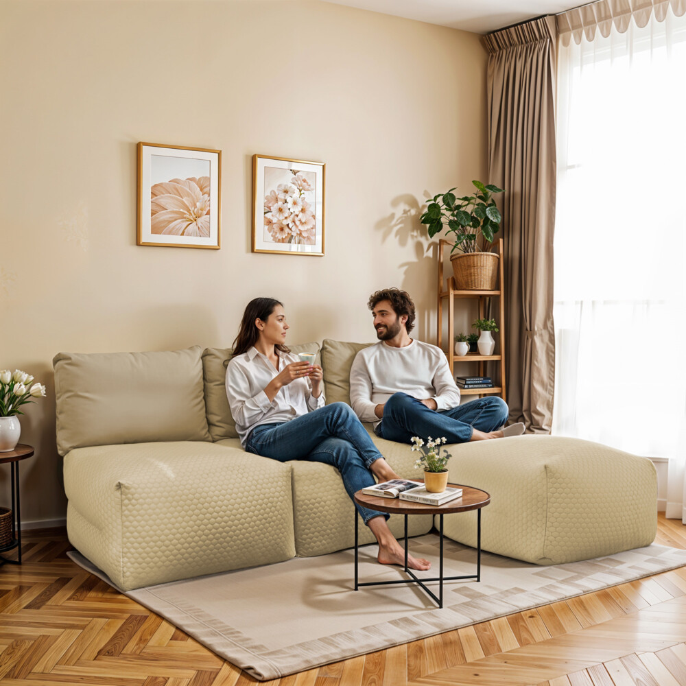 Divano modulare Chaise Longue 3 posti Morgan Avorio ()