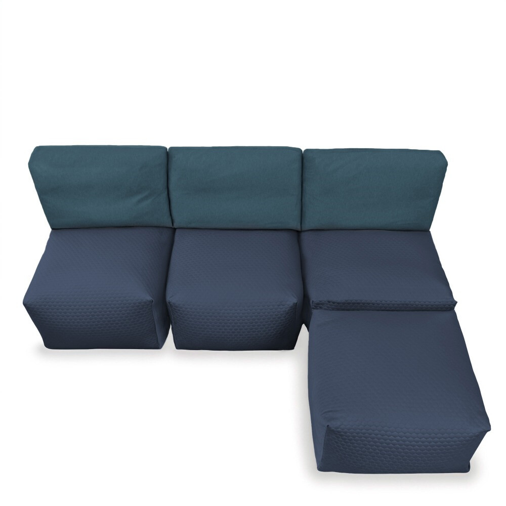 Divano modulare Chaise Longue 3 posti Morgan Blu Intenso (4)