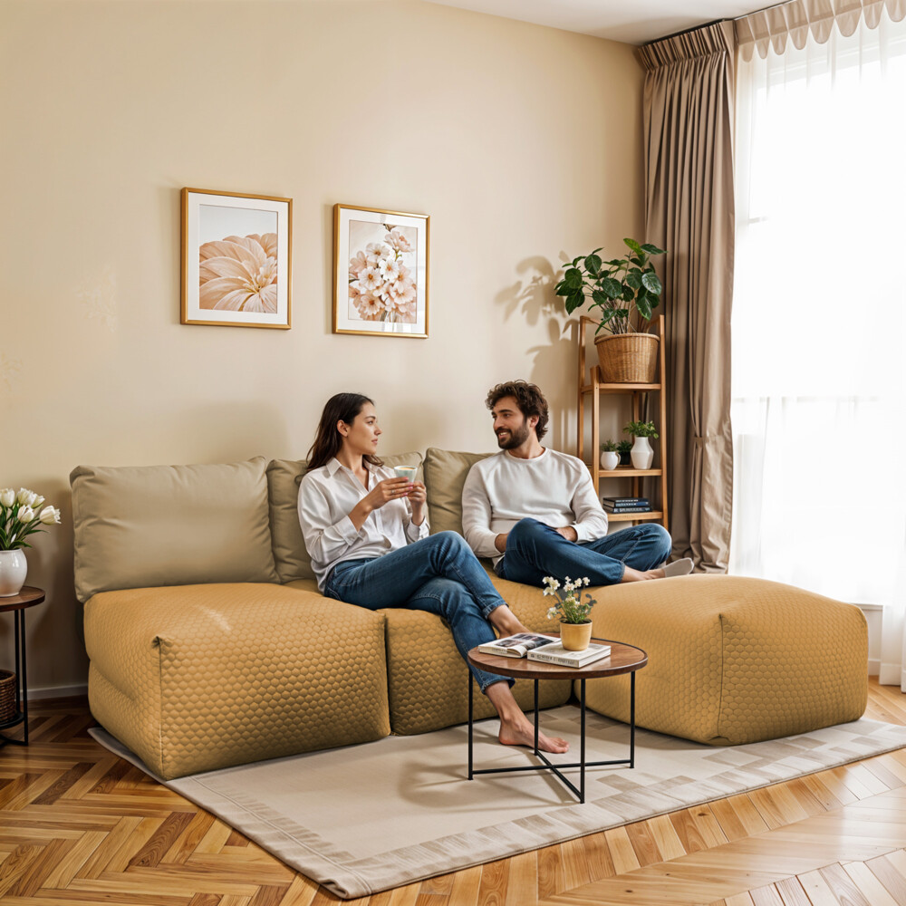Divano modulare Chaise Longue 3 posti Morgan Ocra ()