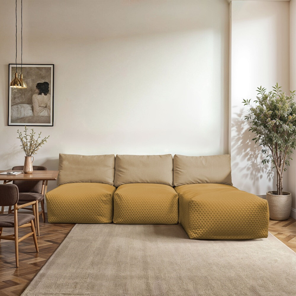 Divano modulare Chaise Longue 3 posti Morgan Ocra (1)