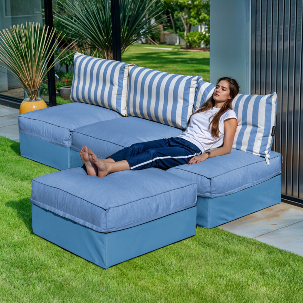 Sofá modular Chaise Longue 3 plazas Toldotex Azul Cielo ()