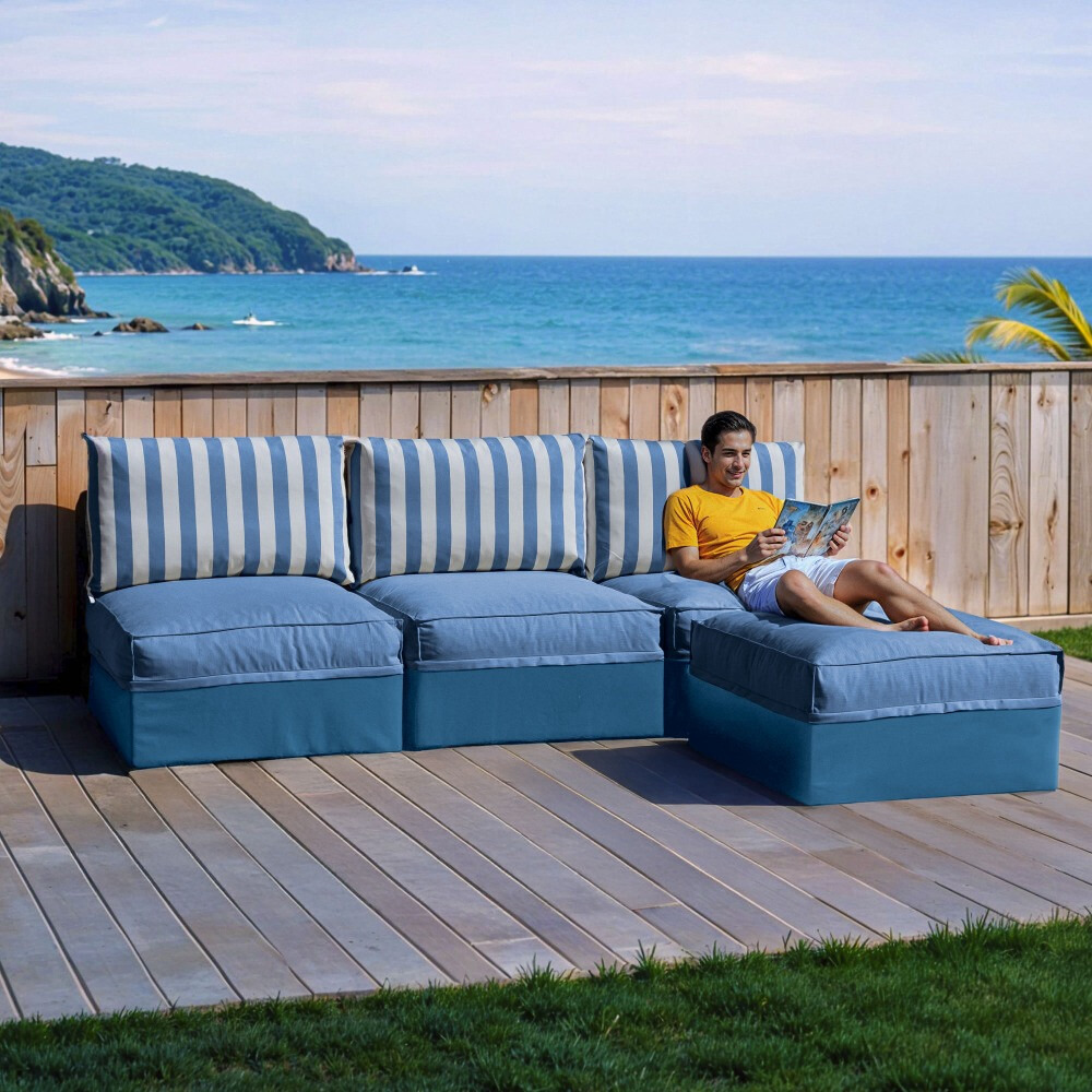 Sofá modular Chaise Longue 3 plazas Toldotex Azul Cielo (2)