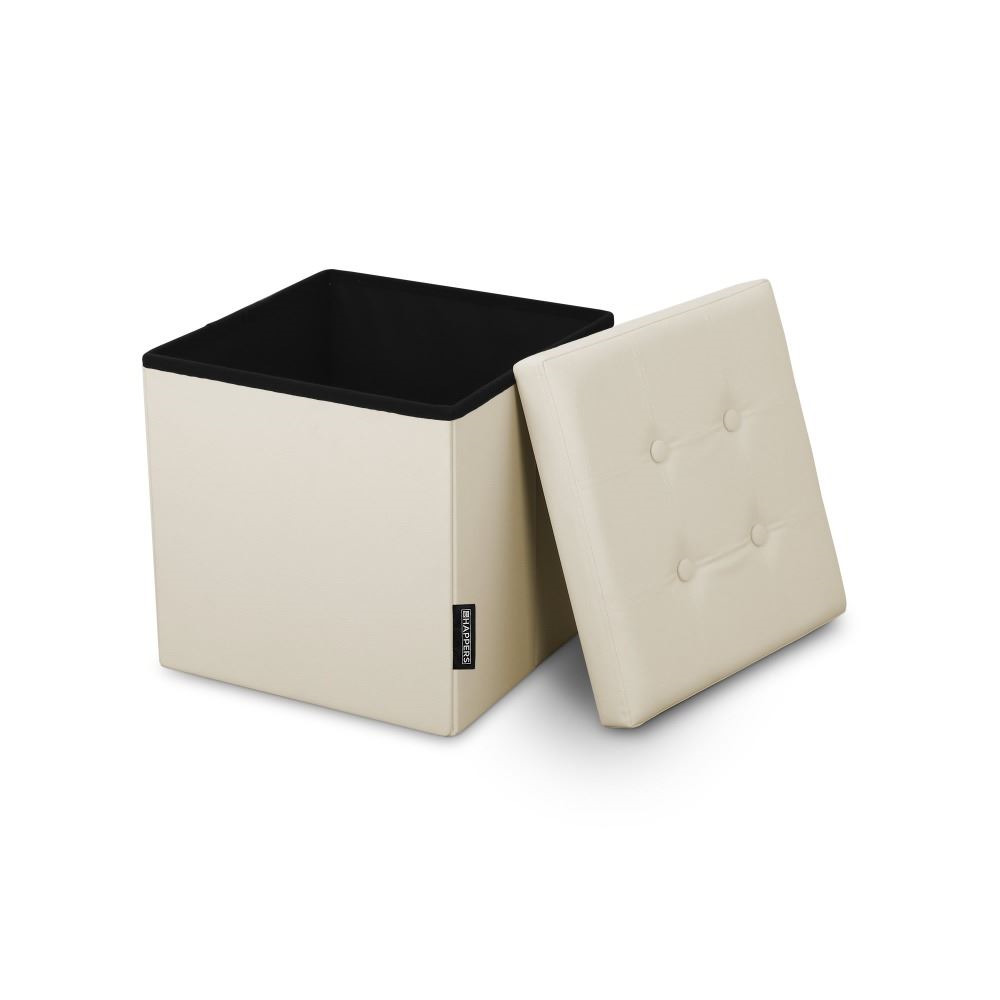 Poggiapiedi contenitore 38x38x38. Contenitore imbottito e pieghevole in colore Beige (1)