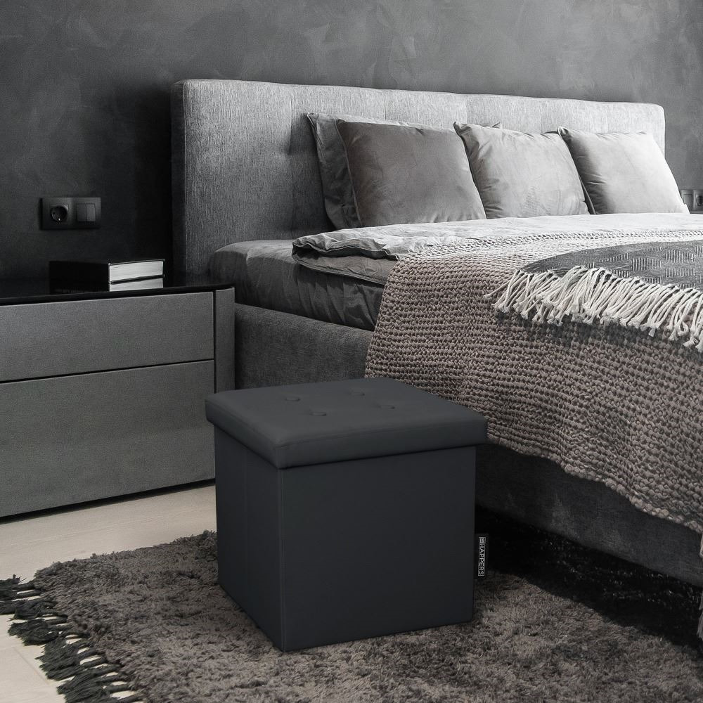 Poggiapiedi contenitore 38x38x38. Contenitore imbottito e pieghevole in colore Grigio (3)