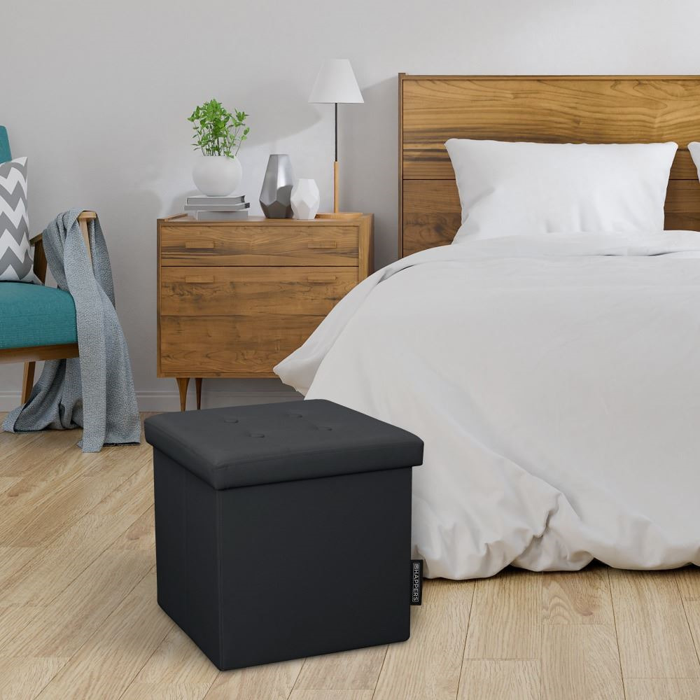 Poggiapiedi contenitore 38x38x38. Contenitore imbottito e pieghevole in colore Grigio (5)