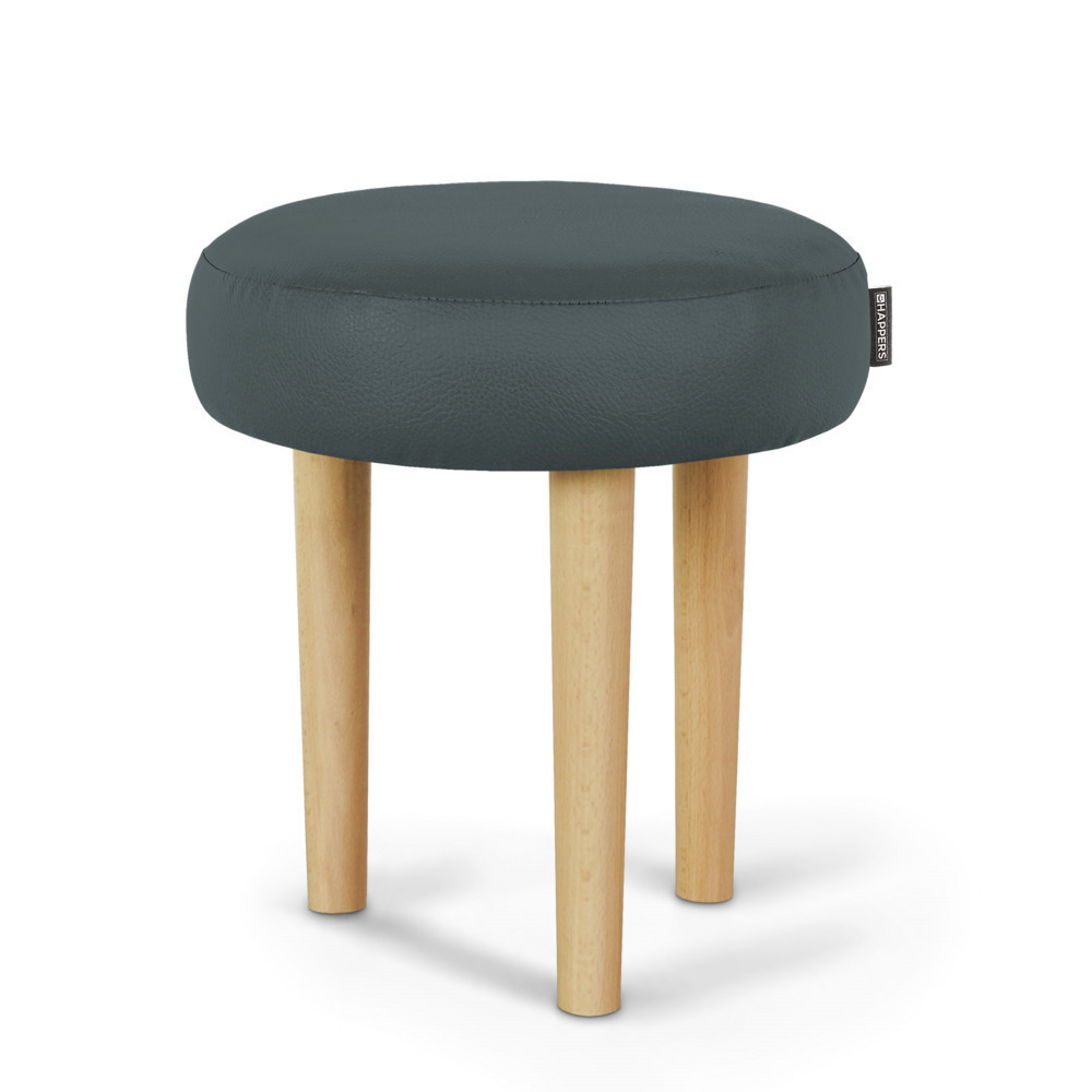 Taburete Bajo de Madera de Pino Antracita ()