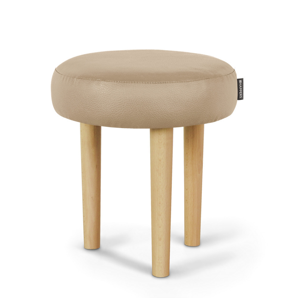 Taburete Bajo de Madera de Pino Beige ()