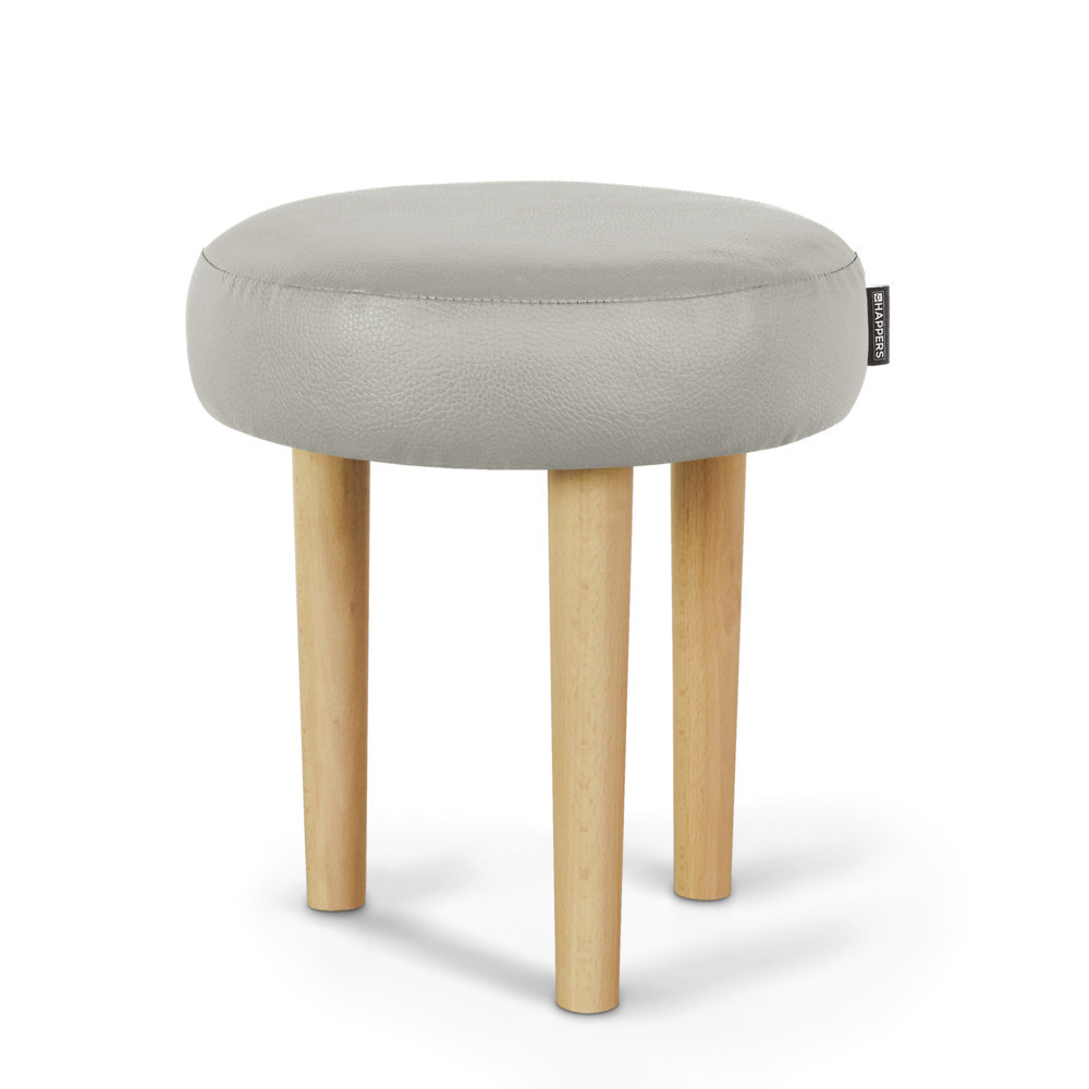 Taburete Bajo de Madera de Pino Ceniza ()