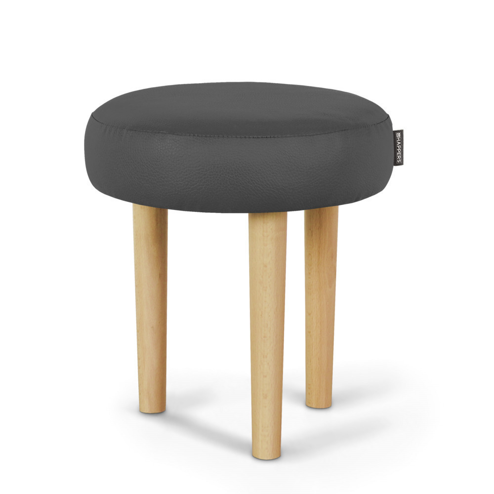 Taburete Bajo de Madera de Pino Gris ()