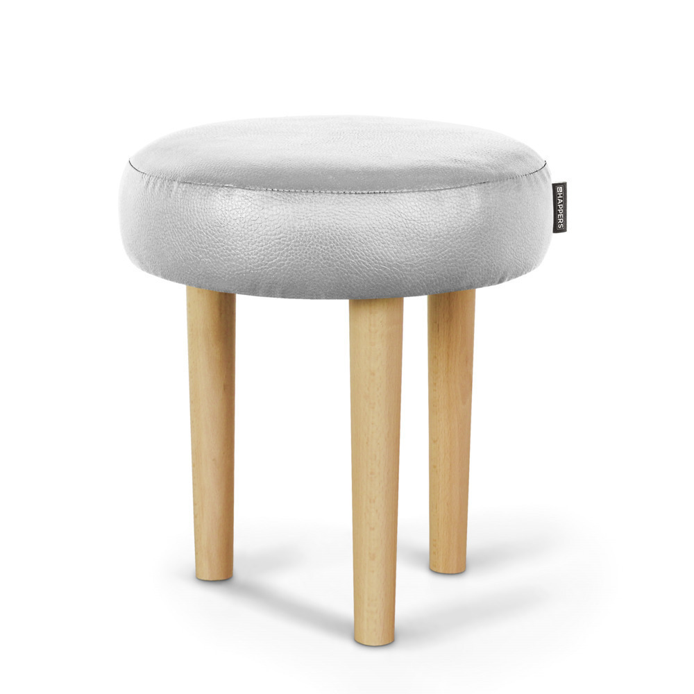 Taburete Bajo de Madera de Pino Plata ()