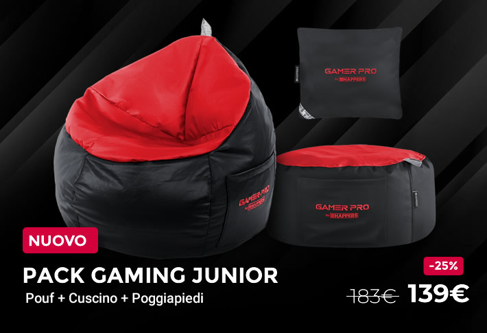 Nuovo Pack Gaming Junior. Pouf + Cuscino + Poggiapiedi